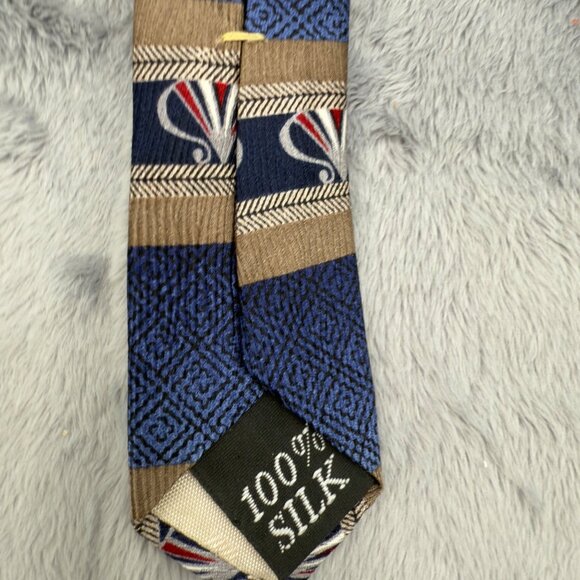 Evan-Picone Abstract Men’s Necktie Blue and Gold 100% Silk Length 58" - Picture 8 of 8